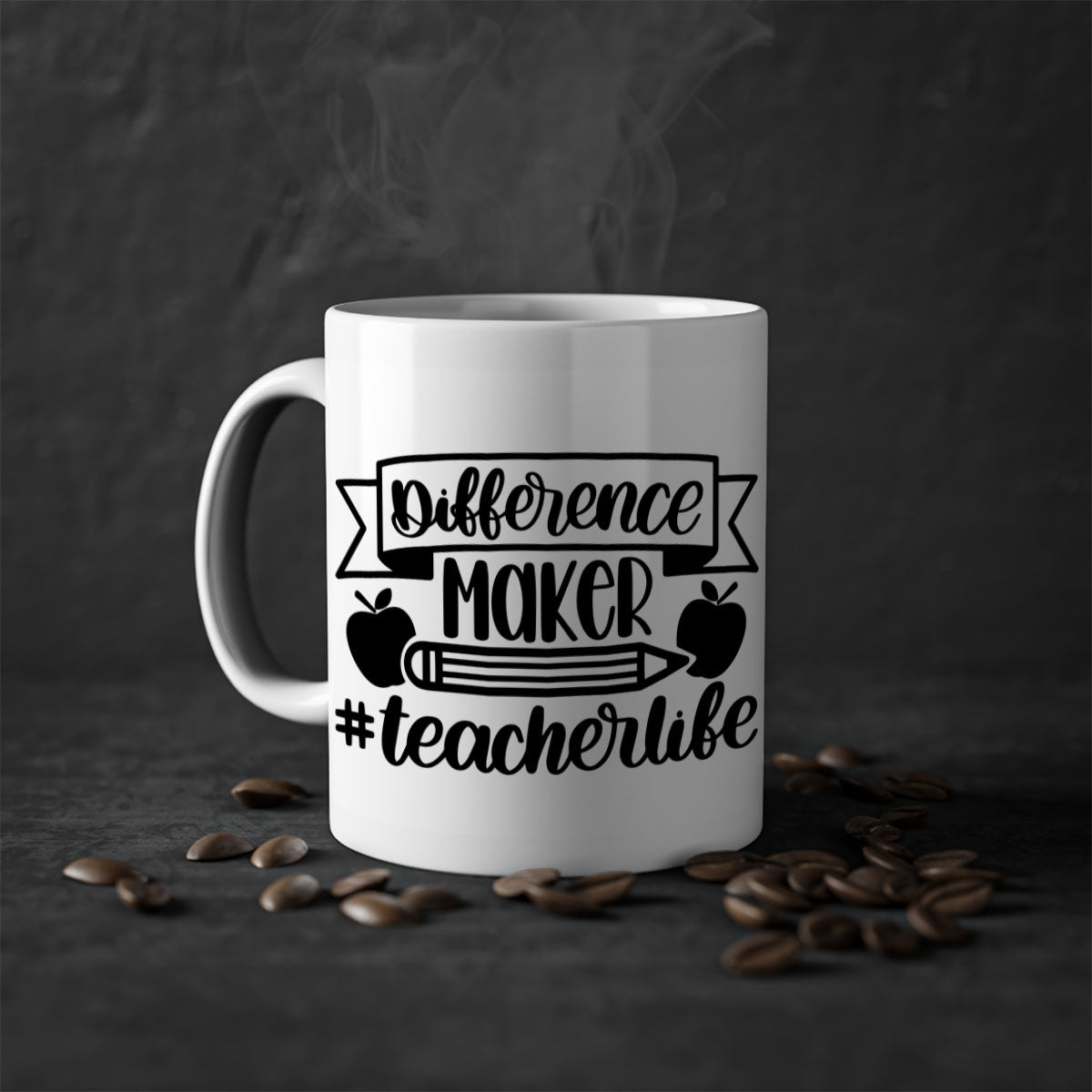 Difference Maker Teacher Life Style 78# Mug with colorful handle and glossy finish, available in multiple colors and sizes.