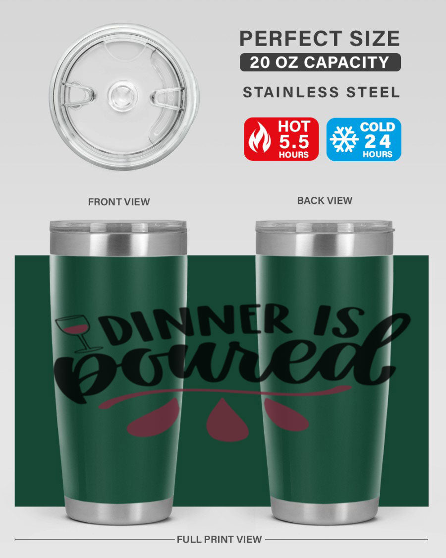 Dinner is Poured 59# Wine Tumbler, a stylish double wall vacuum stainless steel tumbler with copper lining, perfect for hot and cold beverages.