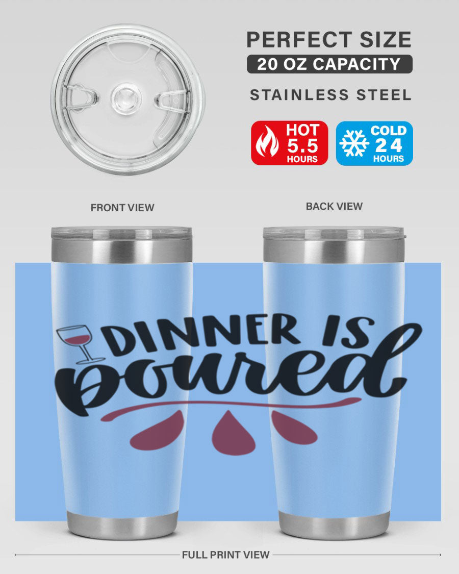 Dinner is Poured 59# Wine Tumbler, a stylish double wall vacuum stainless steel tumbler with copper lining, perfect for hot and cold beverages.