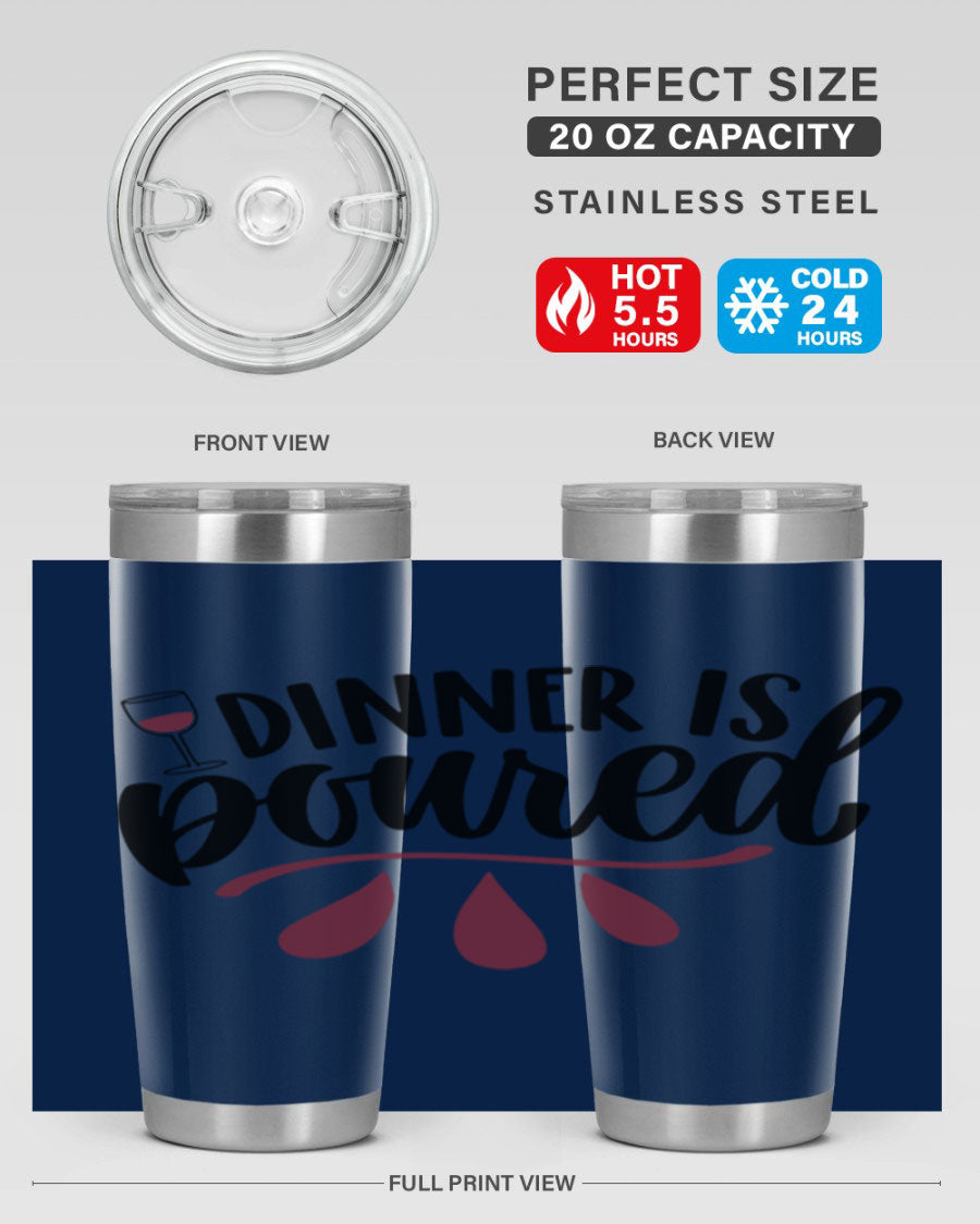 Dinner is Poured 59# Wine Tumbler, a stylish double wall vacuum stainless steel tumbler with copper lining, perfect for hot and cold beverages.