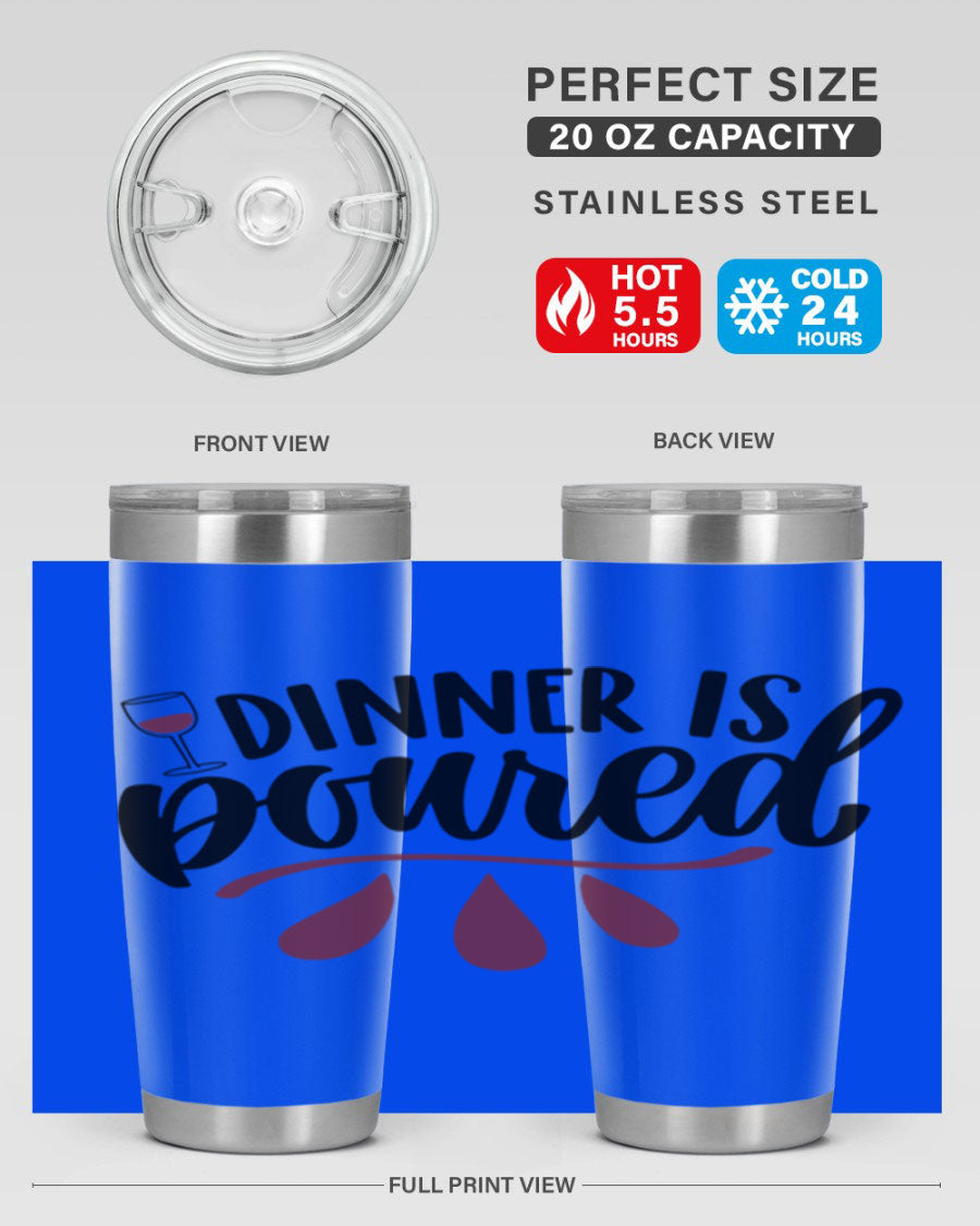 Dinner is Poured 59# Wine Tumbler, a stylish double wall vacuum stainless steel tumbler with copper lining, perfect for hot and cold beverages.