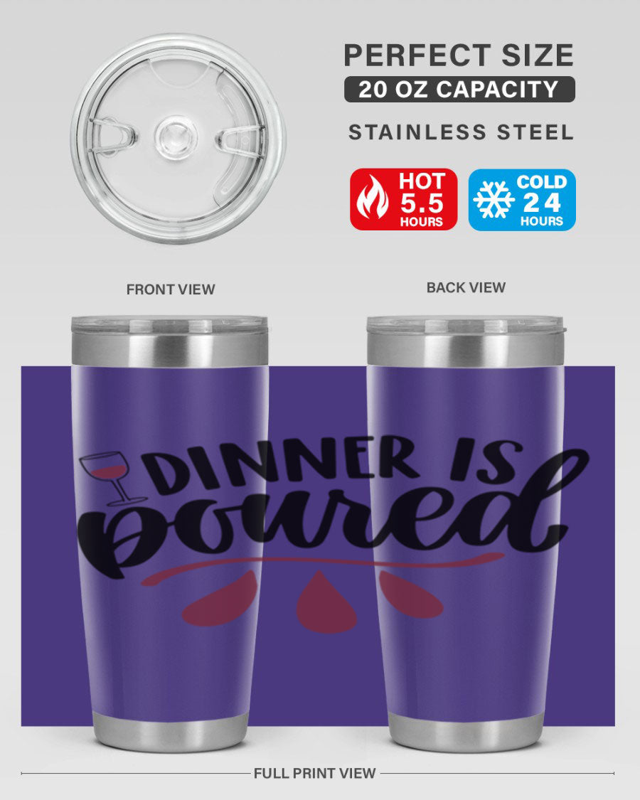 Dinner is Poured 59# Wine Tumbler, a stylish double wall vacuum stainless steel tumbler with copper lining, perfect for hot and cold beverages.
