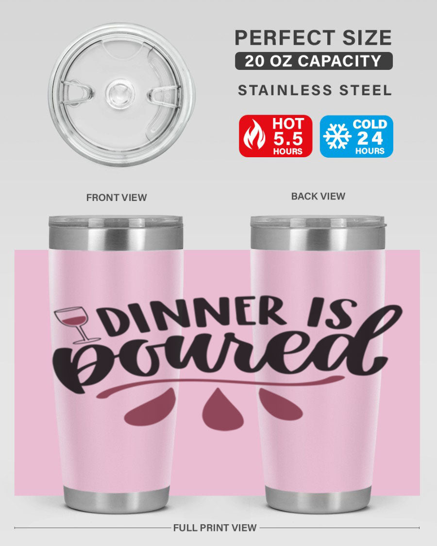 Dinner is Poured 59# Wine Tumbler, a stylish double wall vacuum stainless steel tumbler with copper lining, perfect for hot and cold beverages.