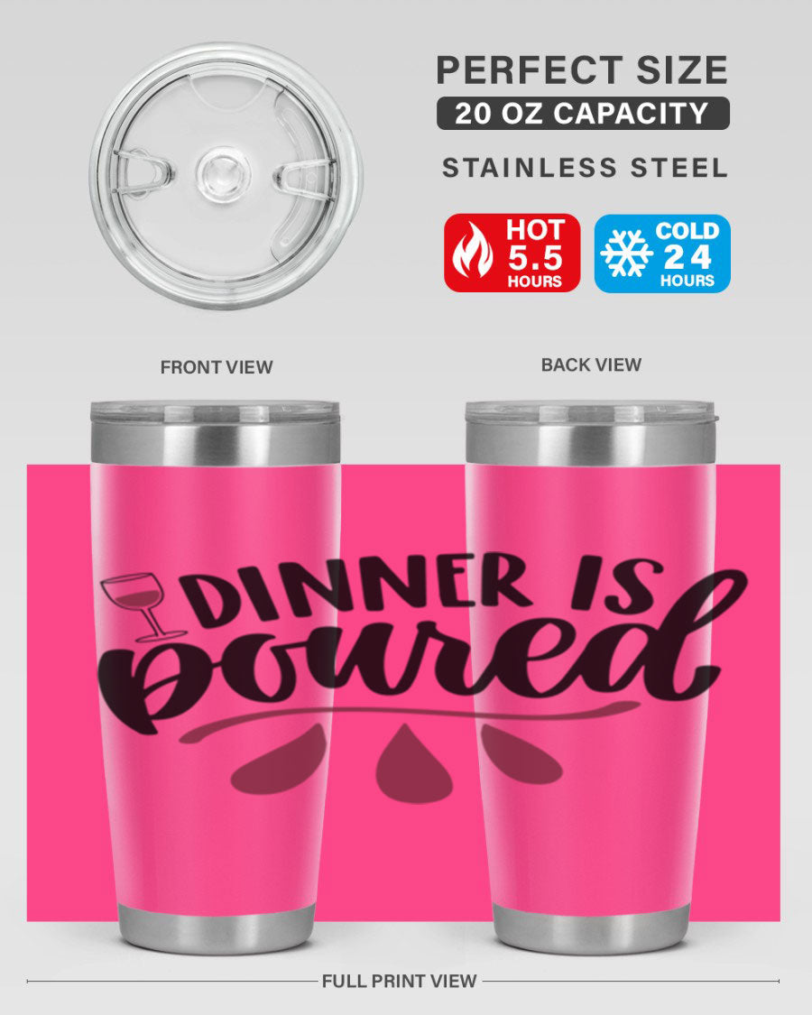 Dinner is Poured 59# Wine Tumbler, a stylish double wall vacuum stainless steel tumbler with copper lining, perfect for hot and cold beverages.