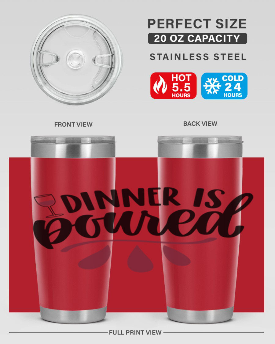 Dinner is Poured 59# Wine Tumbler, a stylish double wall vacuum stainless steel tumbler with copper lining, perfect for hot and cold beverages.