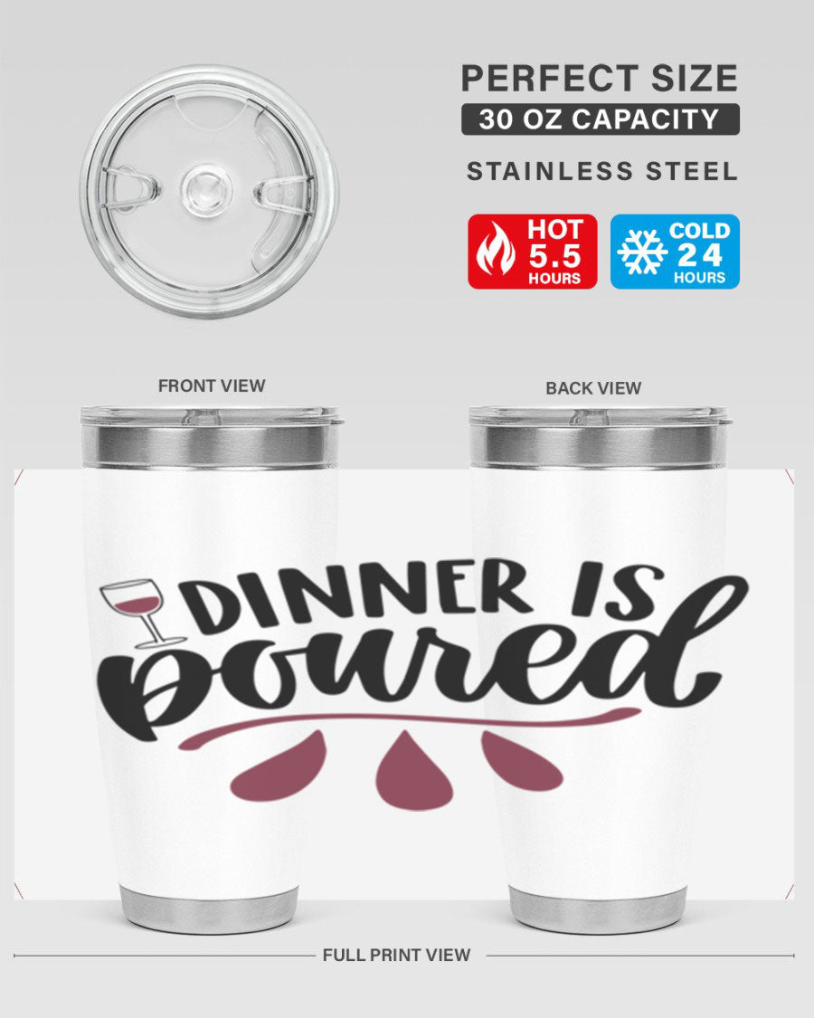 Dinner is Poured 59# Wine Tumbler, a stylish double wall vacuum stainless steel tumbler with copper lining, perfect for hot and cold beverages.