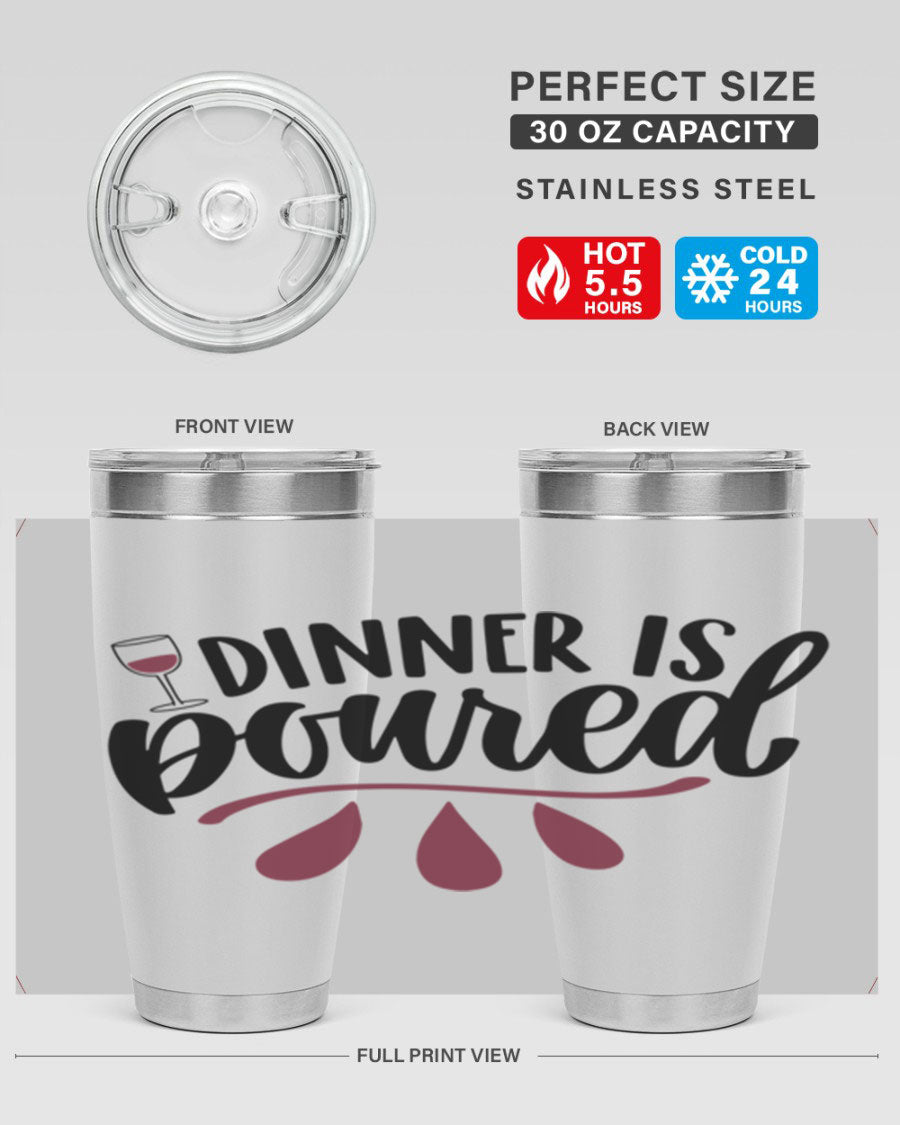 Dinner is Poured 59# Wine Tumbler, a stylish double wall vacuum stainless steel tumbler with copper lining, perfect for hot and cold beverages.