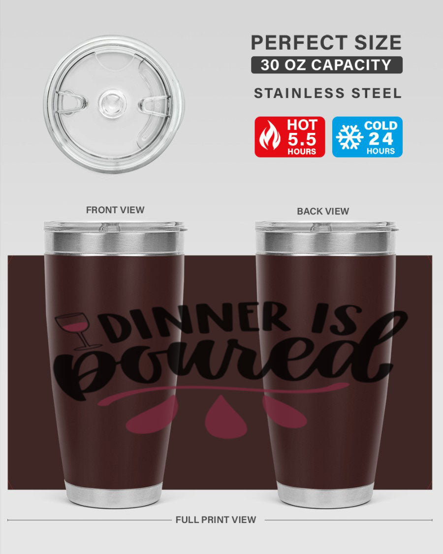 Dinner is Poured 59# Wine Tumbler, a stylish double wall vacuum stainless steel tumbler with copper lining, perfect for hot and cold beverages.