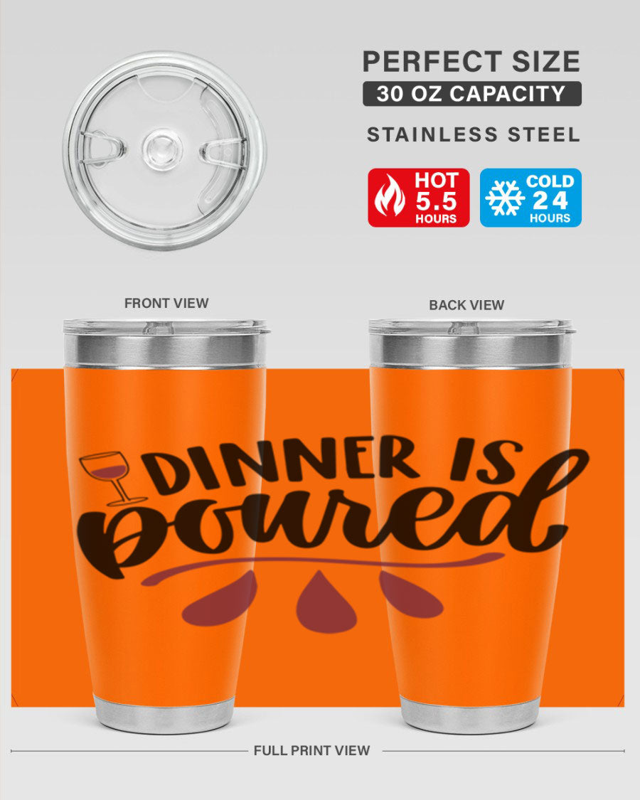 Dinner is Poured 59# Wine Tumbler, a stylish double wall vacuum stainless steel tumbler with copper lining, perfect for hot and cold beverages.