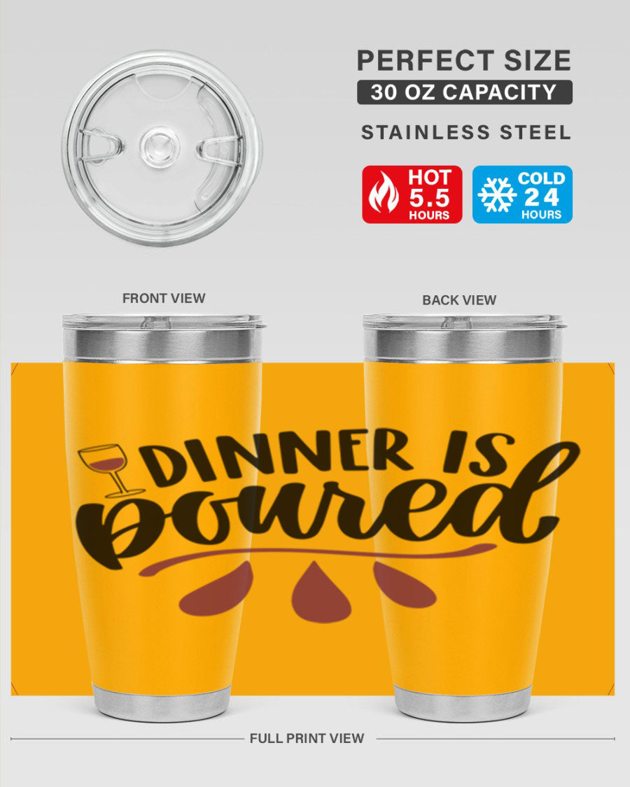 Dinner is Poured 59# Wine Tumbler, a stylish double wall vacuum stainless steel tumbler with copper lining, perfect for hot and cold beverages.