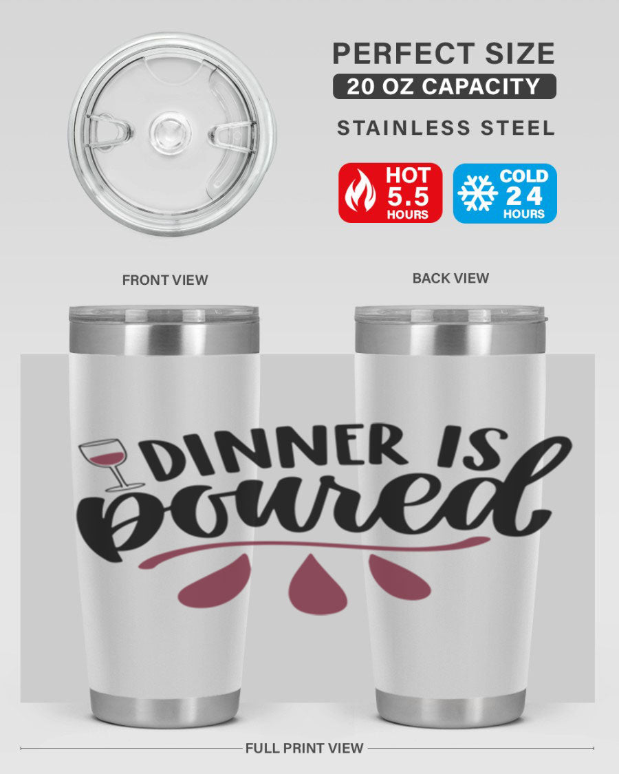 Dinner is Poured 59# Wine Tumbler, a stylish double wall vacuum stainless steel tumbler with copper lining, perfect for hot and cold beverages.