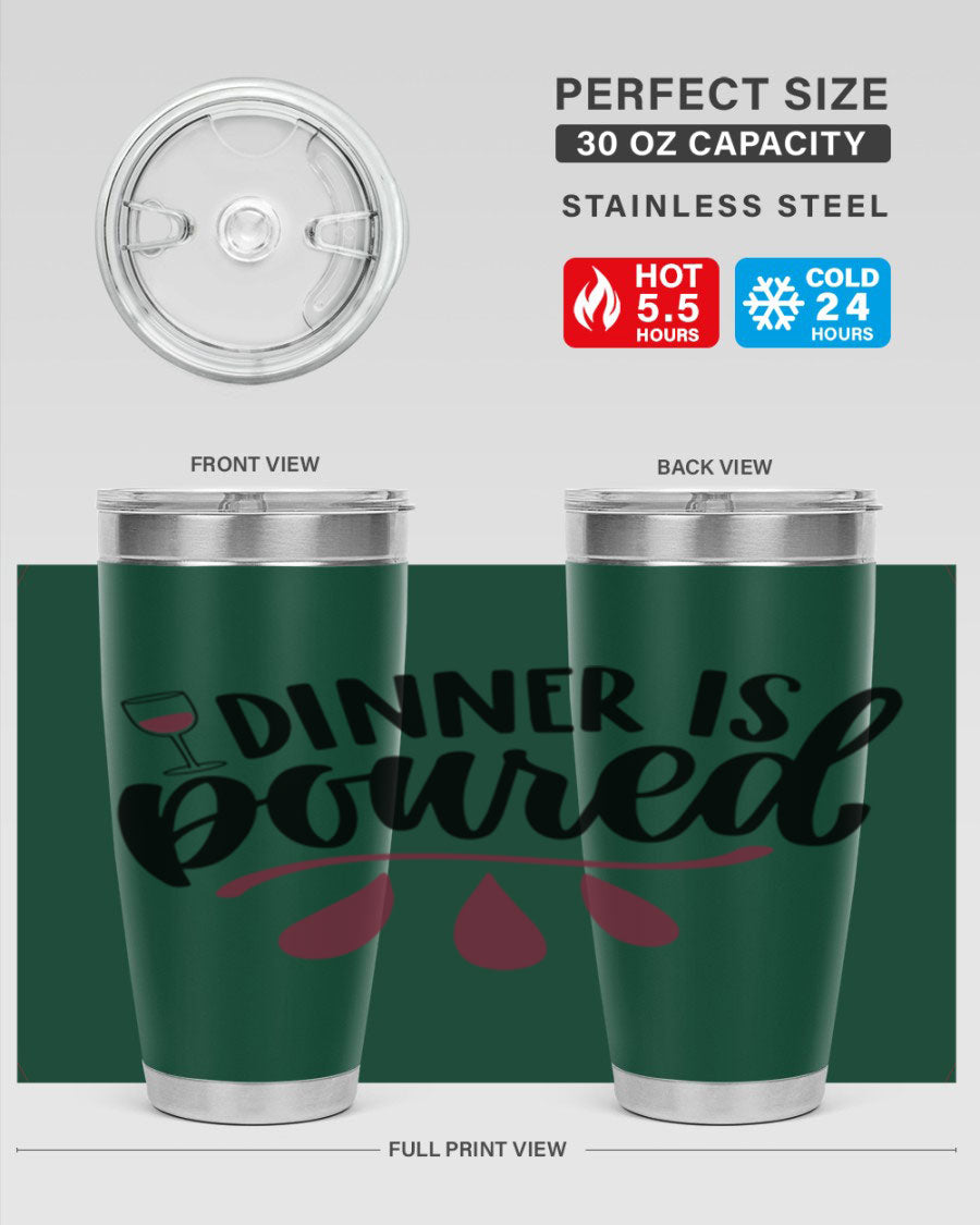 Dinner is Poured 59# Wine Tumbler, a stylish double wall vacuum stainless steel tumbler with copper lining, perfect for hot and cold beverages.