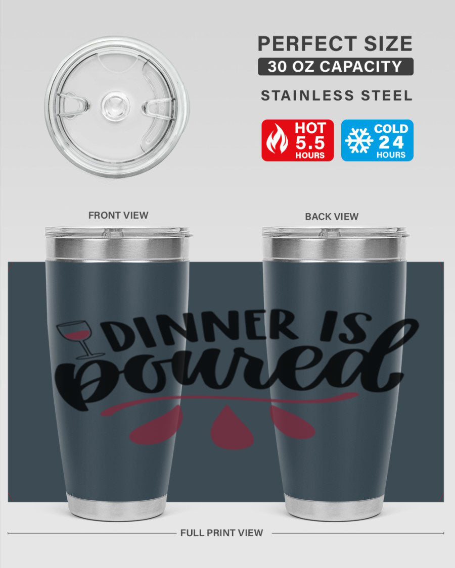 Dinner is Poured 59# Wine Tumbler, a stylish double wall vacuum stainless steel tumbler with copper lining, perfect for hot and cold beverages.