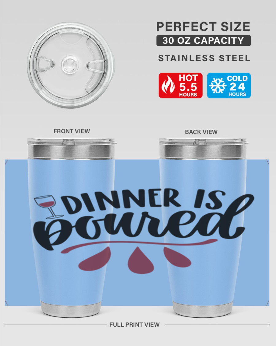 Dinner is Poured 59# Wine Tumbler, a stylish double wall vacuum stainless steel tumbler with copper lining, perfect for hot and cold beverages.