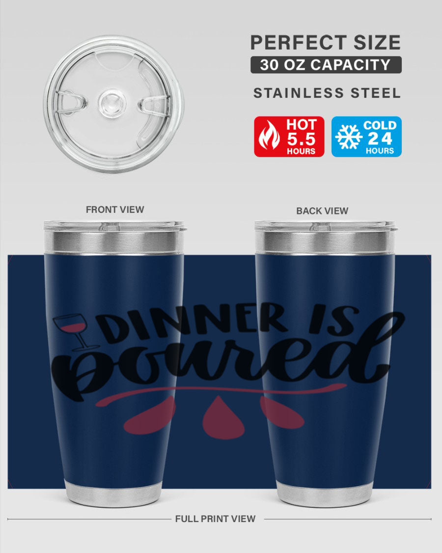 Dinner is Poured 59# Wine Tumbler, a stylish double wall vacuum stainless steel tumbler with copper lining, perfect for hot and cold beverages.