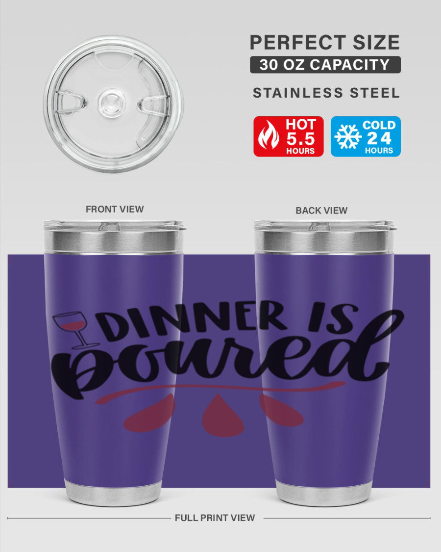 Dinner is Poured 59# Wine Tumbler, a stylish double wall vacuum stainless steel tumbler with copper lining, perfect for hot and cold beverages.