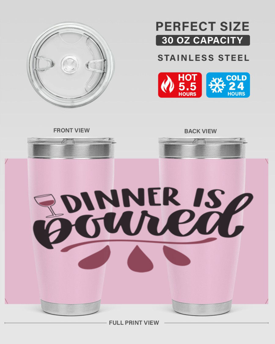 Dinner is Poured 59# Wine Tumbler, a stylish double wall vacuum stainless steel tumbler with copper lining, perfect for hot and cold beverages.