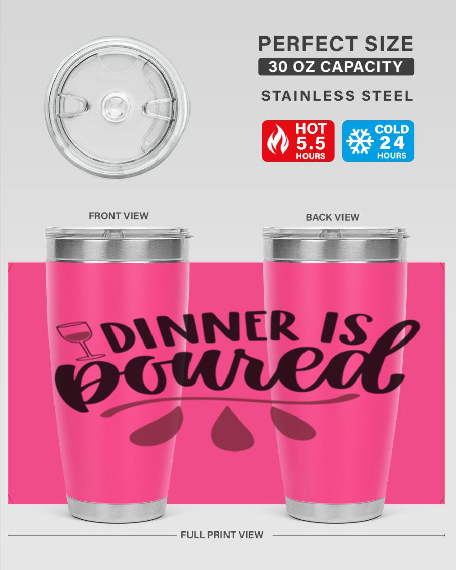 Dinner is Poured 59# Wine Tumbler, a stylish double wall vacuum stainless steel tumbler with copper lining, perfect for hot and cold beverages.