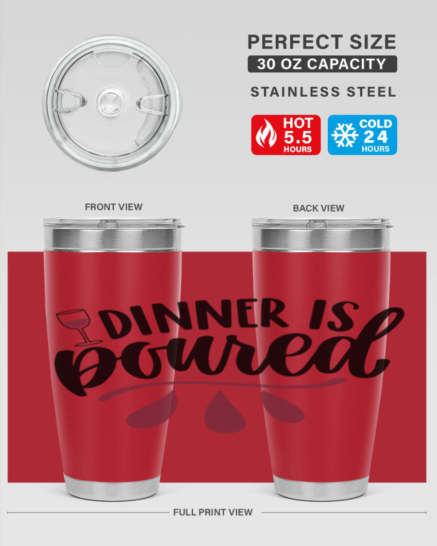 Dinner is Poured 59# Wine Tumbler, a stylish double wall vacuum stainless steel tumbler with copper lining, perfect for hot and cold beverages.