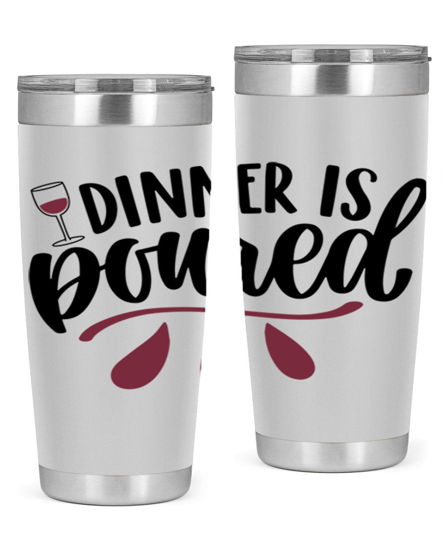 Dinner is Poured 59# Wine Tumbler, a stylish double wall vacuum stainless steel tumbler with copper lining, perfect for hot and cold beverages.