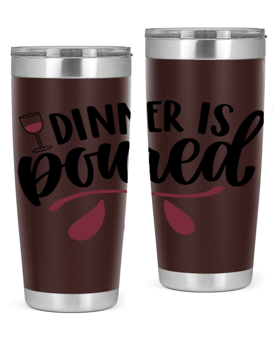 Dinner is Poured 59# Wine Tumbler, a stylish double wall vacuum stainless steel tumbler with copper lining, perfect for hot and cold beverages.