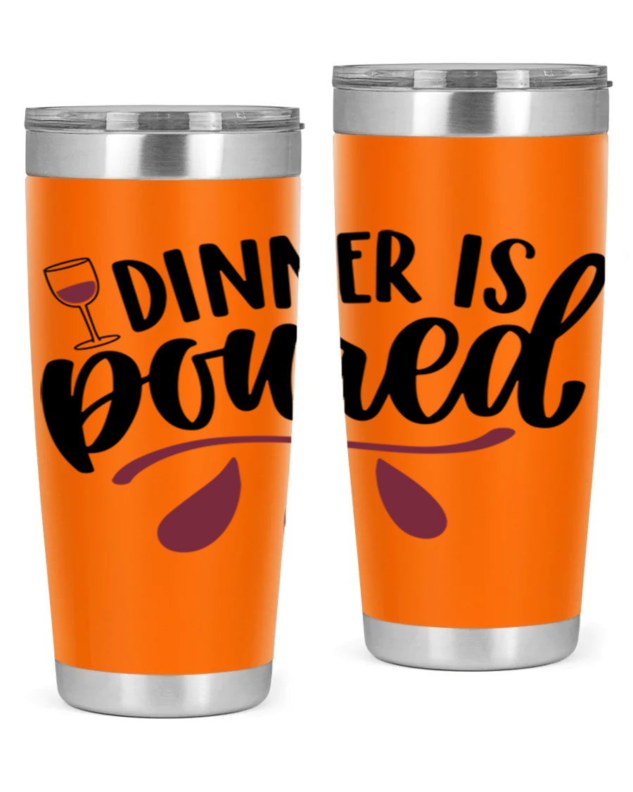Dinner is Poured 59# Wine Tumbler, a stylish double wall vacuum stainless steel tumbler with copper lining, perfect for hot and cold beverages.