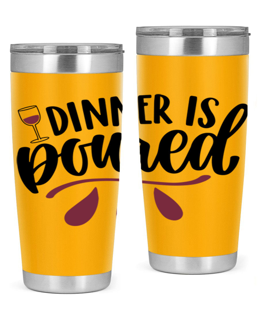 Dinner is Poured 59# Wine Tumbler, a stylish double wall vacuum stainless steel tumbler with copper lining, perfect for hot and cold beverages.