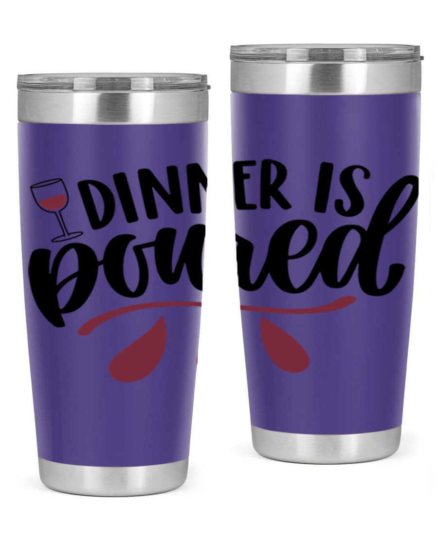 Dinner is Poured 59# Wine Tumbler, a stylish double wall vacuum stainless steel tumbler with copper lining, perfect for hot and cold beverages.