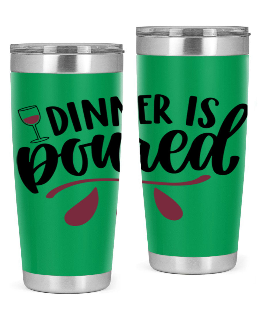 Dinner is Poured 59# Wine Tumbler, a stylish double wall vacuum stainless steel tumbler with copper lining, perfect for hot and cold beverages.