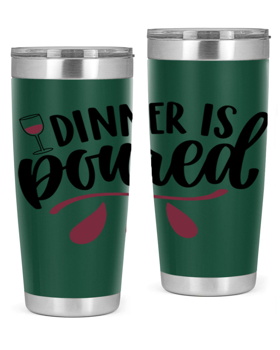 Dinner is Poured 59# Wine Tumbler, a stylish double wall vacuum stainless steel tumbler with copper lining, perfect for hot and cold beverages.