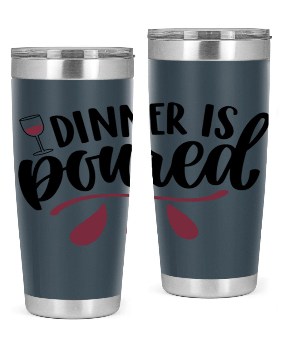 Dinner is Poured 59# Wine Tumbler, a stylish double wall vacuum stainless steel tumbler with copper lining, perfect for hot and cold beverages.