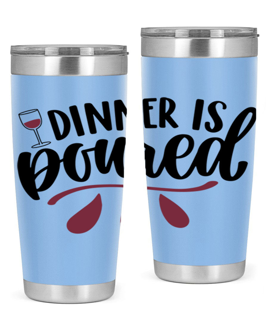 Dinner is Poured 59# Wine Tumbler, a stylish double wall vacuum stainless steel tumbler with copper lining, perfect for hot and cold beverages.