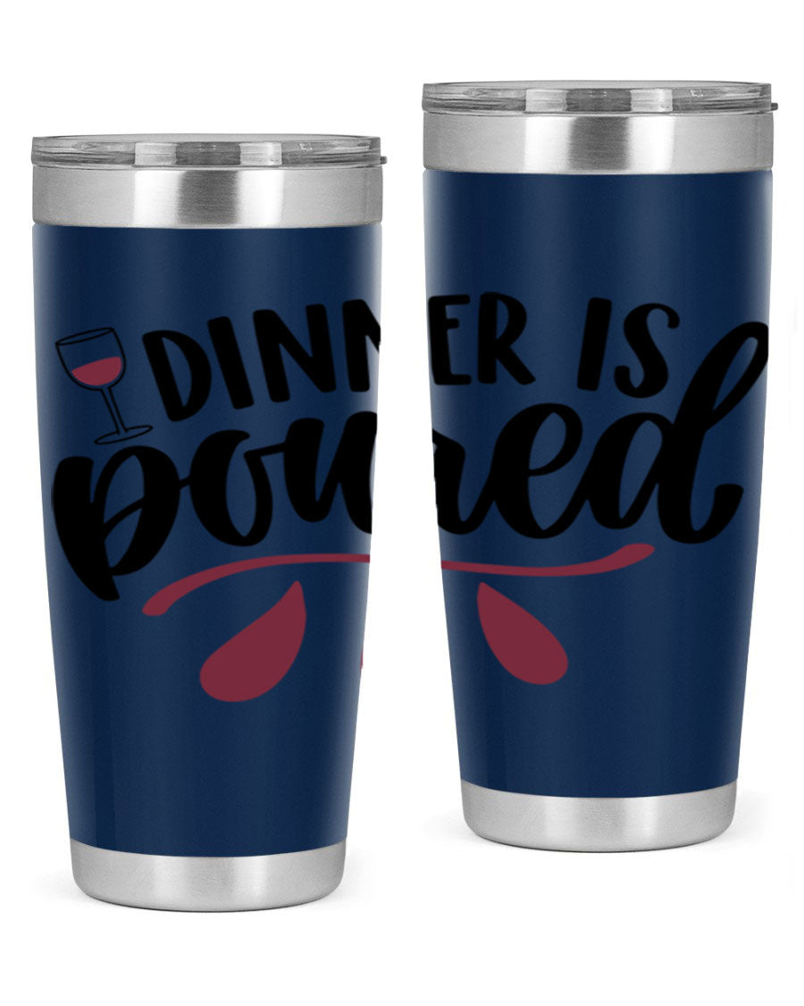 Dinner is Poured 59# Wine Tumbler, a stylish double wall vacuum stainless steel tumbler with copper lining, perfect for hot and cold beverages.