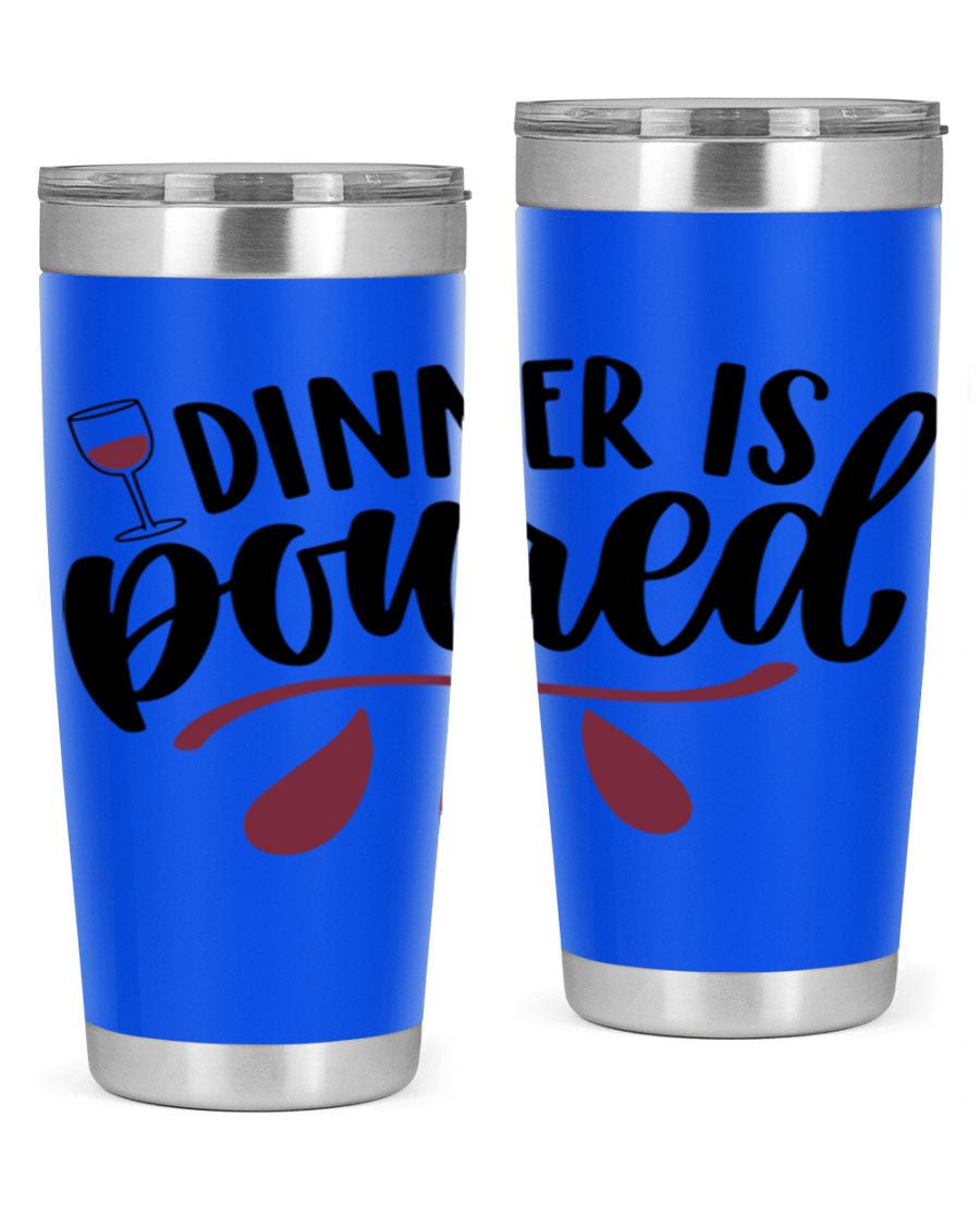Dinner is Poured 59# Wine Tumbler, a stylish double wall vacuum stainless steel tumbler with copper lining, perfect for hot and cold beverages.