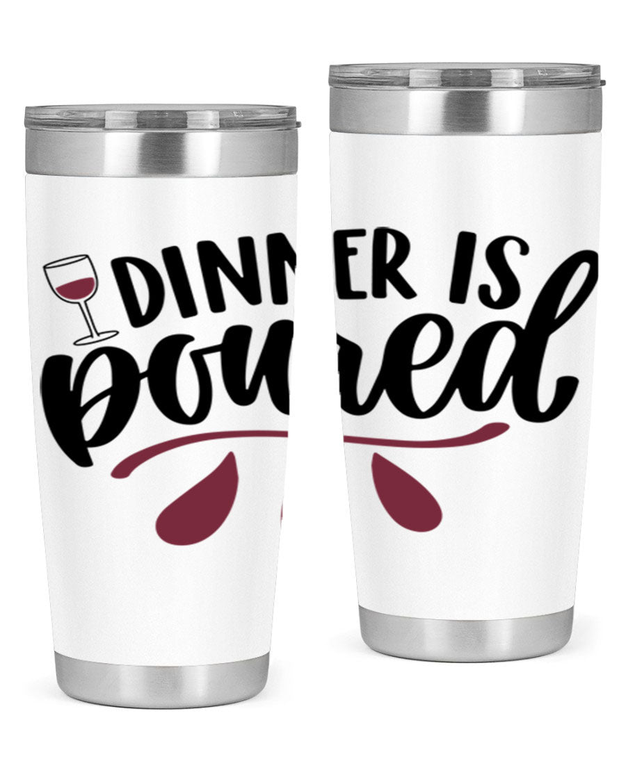 Dinner is Poured 59# Wine Tumbler, a stylish double wall vacuum stainless steel tumbler with copper lining, perfect for hot and cold beverages.