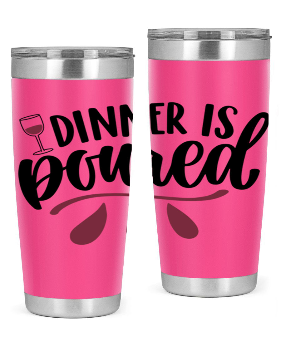 Dinner is Poured 59# Wine Tumbler, a stylish double wall vacuum stainless steel tumbler with copper lining, perfect for hot and cold beverages.