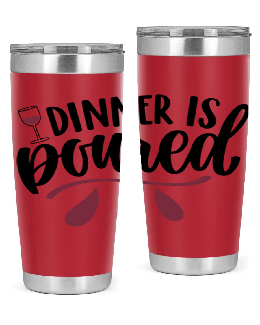 Dinner is Poured 59# Wine Tumbler, a stylish double wall vacuum stainless steel tumbler with copper lining, perfect for hot and cold beverages.