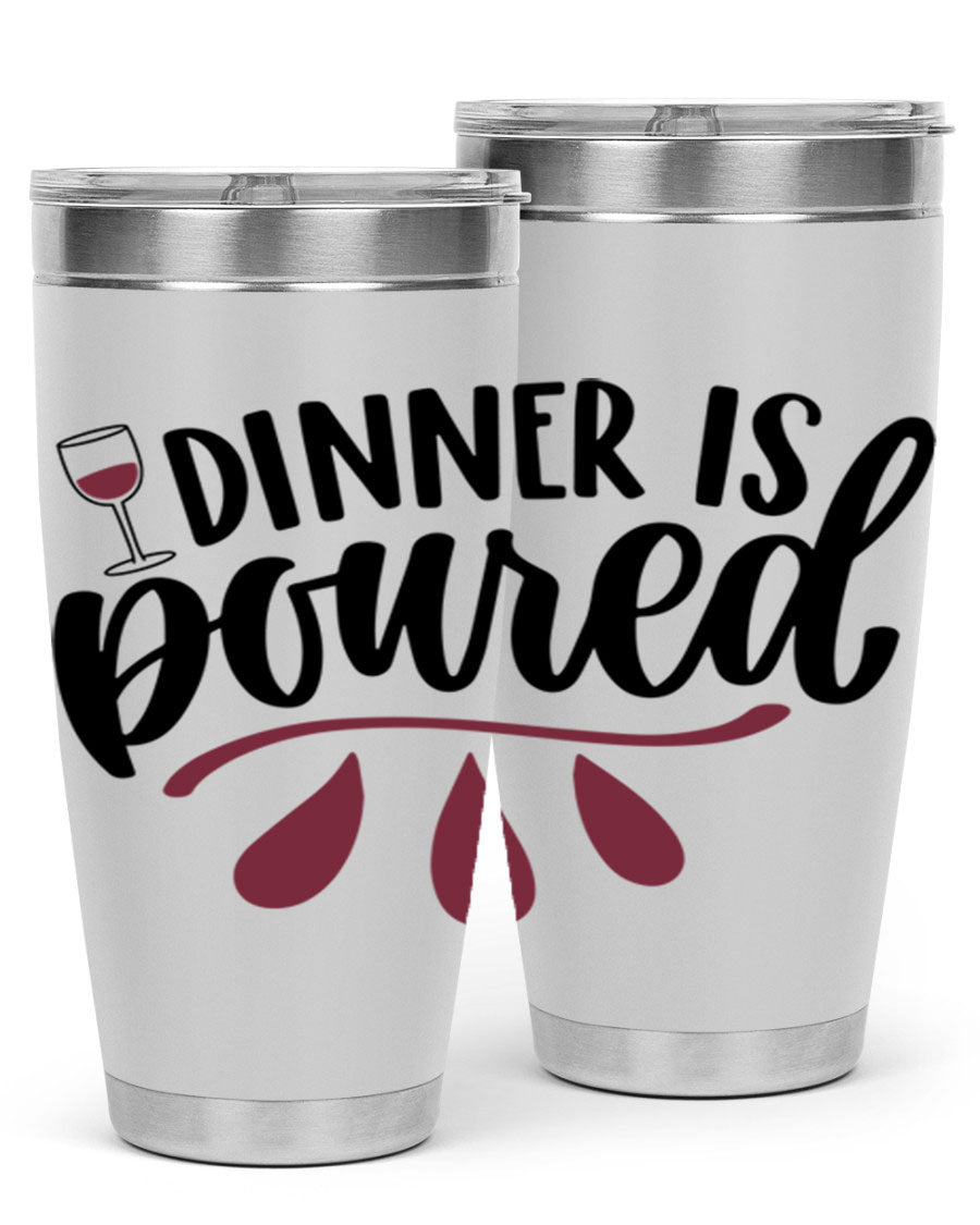 Dinner is Poured 59# Wine Tumbler, a stylish double wall vacuum stainless steel tumbler with copper lining, perfect for hot and cold beverages.
