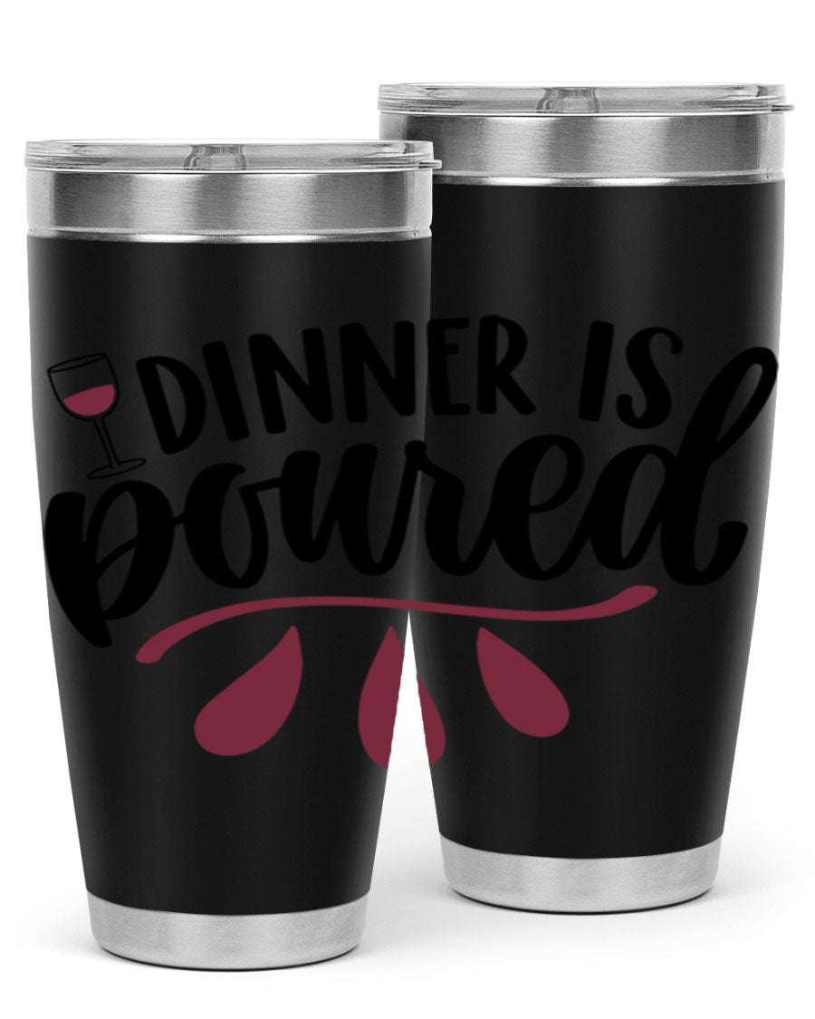 Dinner is Poured 59# Wine Tumbler, a stylish double wall vacuum stainless steel tumbler with copper lining, perfect for hot and cold beverages.