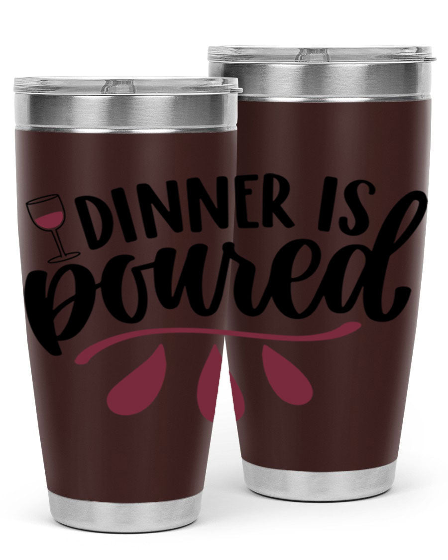 Dinner is Poured 59# Wine Tumbler, a stylish double wall vacuum stainless steel tumbler with copper lining, perfect for hot and cold beverages.