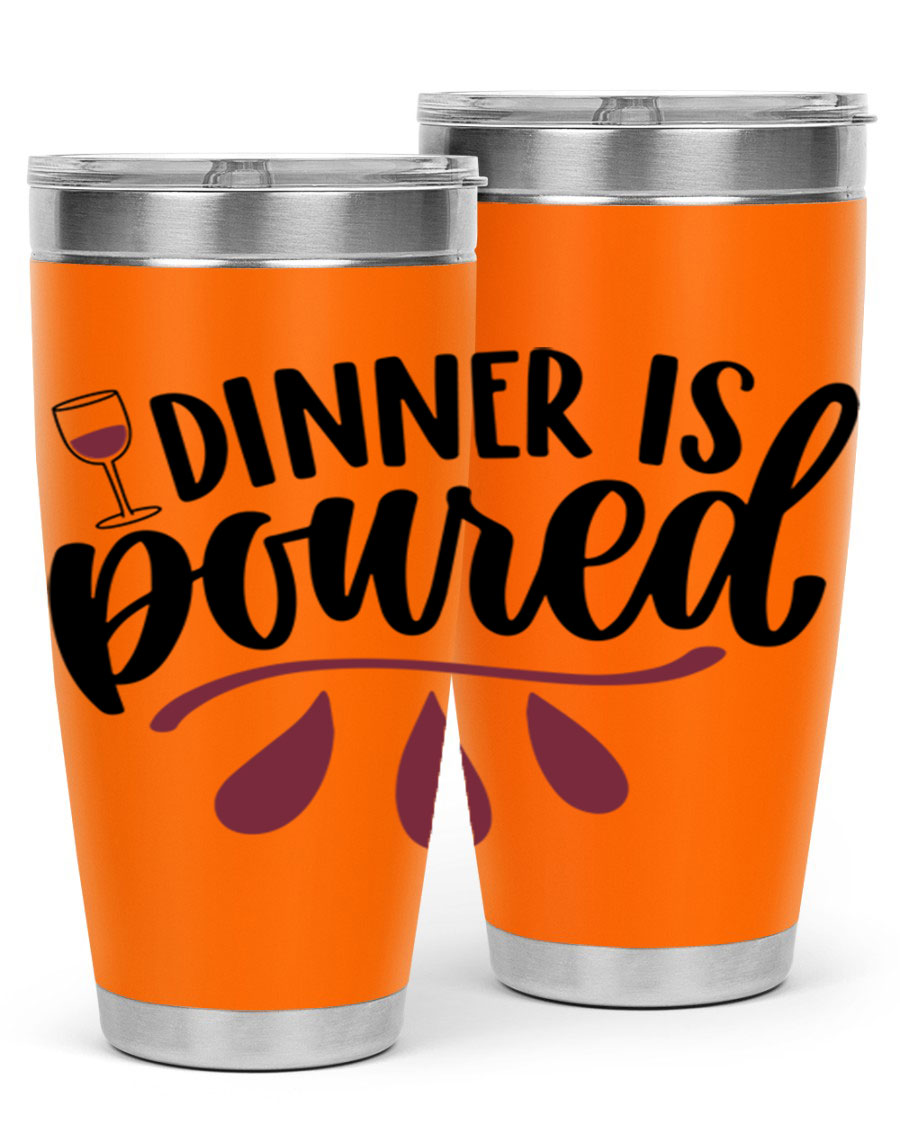 Dinner is Poured 59# Wine Tumbler, a stylish double wall vacuum stainless steel tumbler with copper lining, perfect for hot and cold beverages.