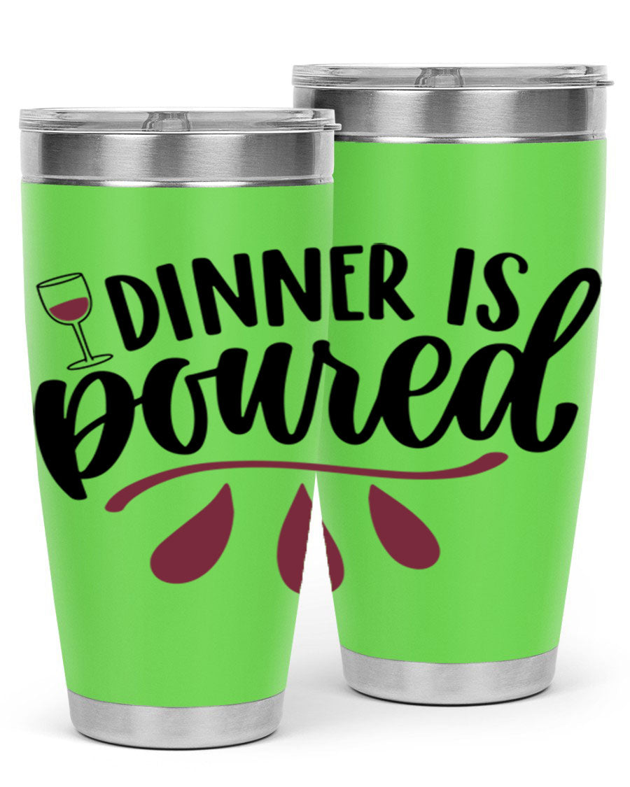 Dinner is Poured 59# Wine Tumbler, a stylish double wall vacuum stainless steel tumbler with copper lining, perfect for hot and cold beverages.