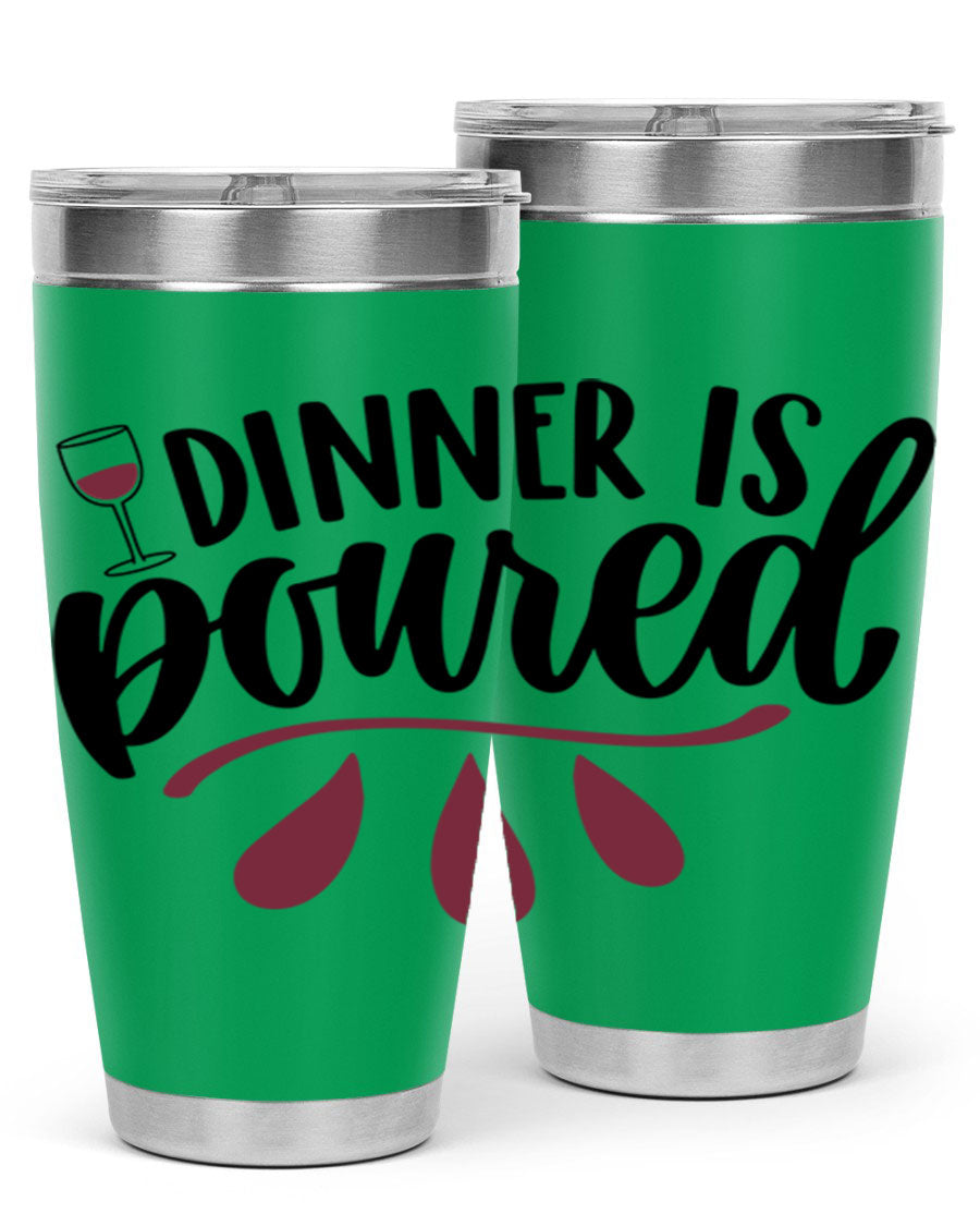 Dinner is Poured 59# Wine Tumbler, a stylish double wall vacuum stainless steel tumbler with copper lining, perfect for hot and cold beverages.