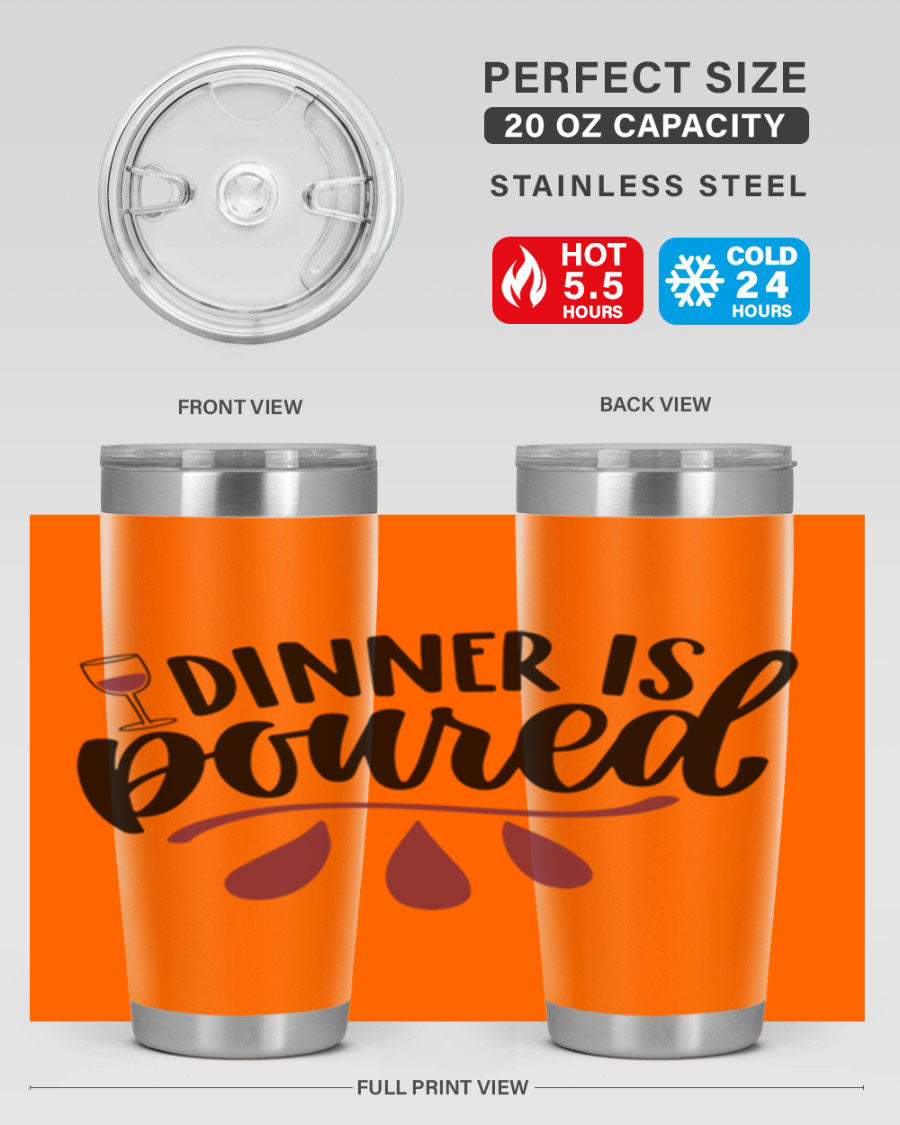 Dinner is Poured 59# Wine Tumbler, a stylish double wall vacuum stainless steel tumbler with copper lining, perfect for hot and cold beverages.