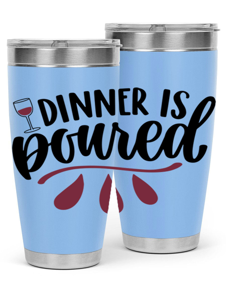 Dinner is Poured 59# Wine Tumbler, a stylish double wall vacuum stainless steel tumbler with copper lining, perfect for hot and cold beverages.
