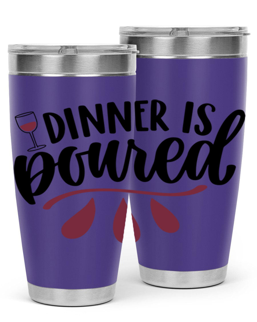 Dinner is Poured 59# Wine Tumbler, a stylish double wall vacuum stainless steel tumbler with copper lining, perfect for hot and cold beverages.