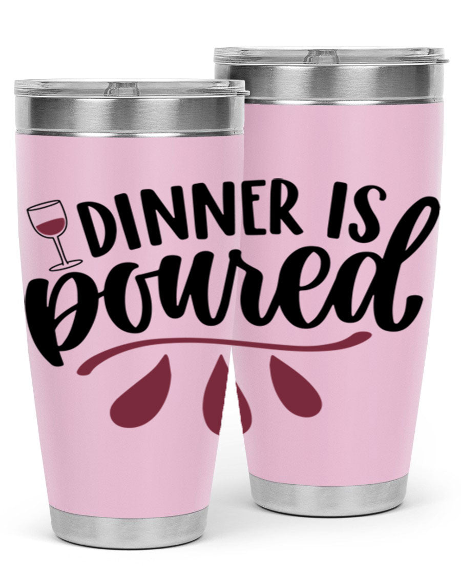 Dinner is Poured 59# Wine Tumbler, a stylish double wall vacuum stainless steel tumbler with copper lining, perfect for hot and cold beverages.