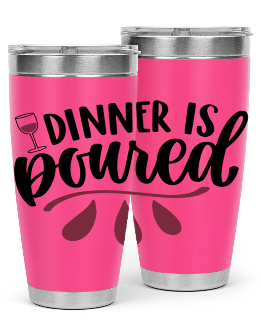 Dinner is Poured 59# Wine Tumbler, a stylish double wall vacuum stainless steel tumbler with copper lining, perfect for hot and cold beverages.