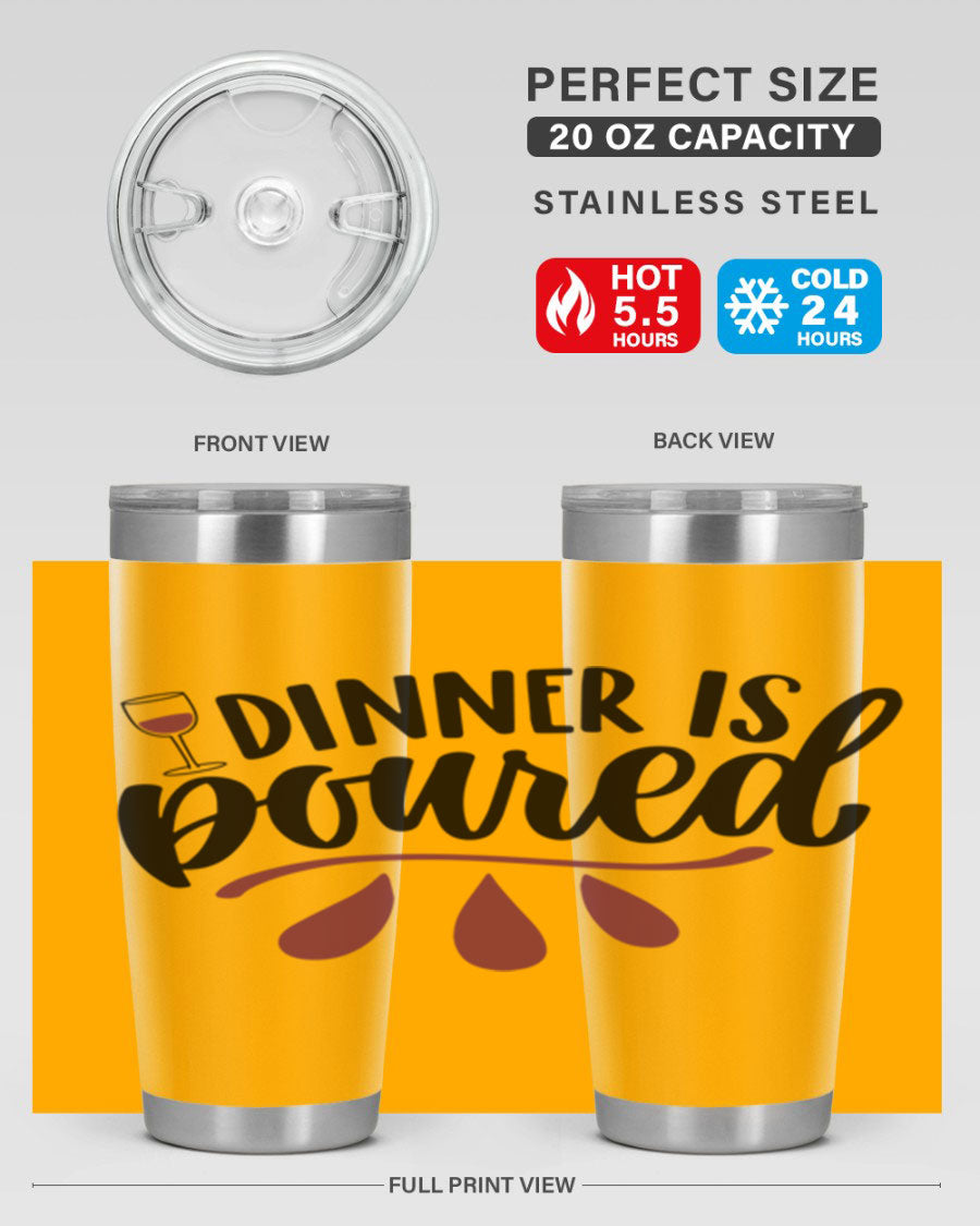 Dinner is Poured 59# Wine Tumbler, a stylish double wall vacuum stainless steel tumbler with copper lining, perfect for hot and cold beverages.