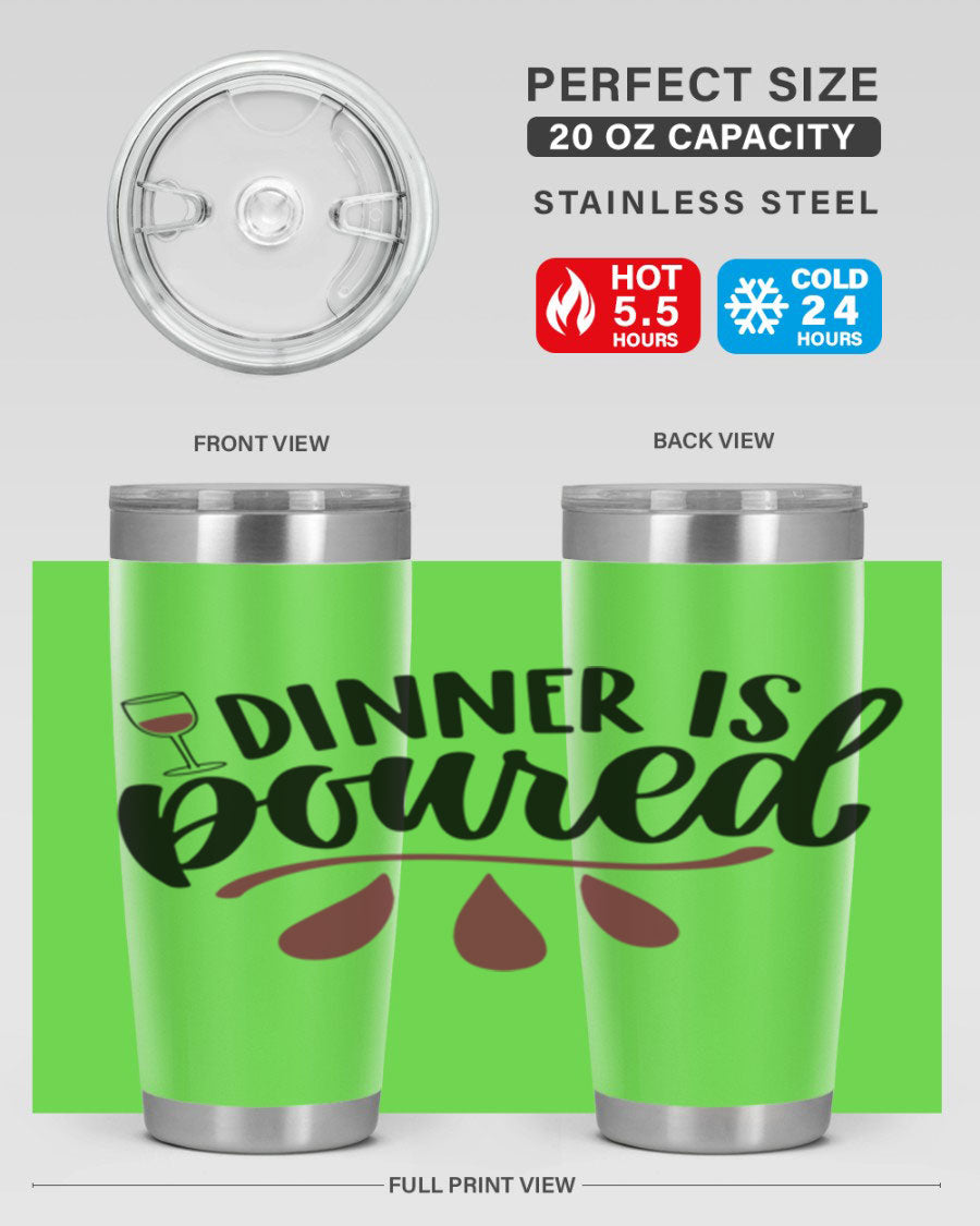 Dinner is Poured 59# Wine Tumbler, a stylish double wall vacuum stainless steel tumbler with copper lining, perfect for hot and cold beverages.